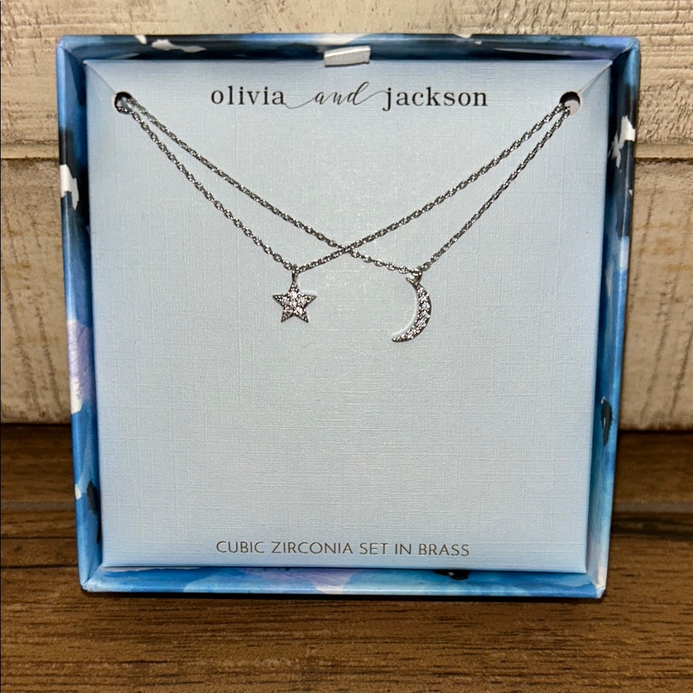 Olivia And Jackson Star And Moon Cubic Zirconia Set Necklace Set